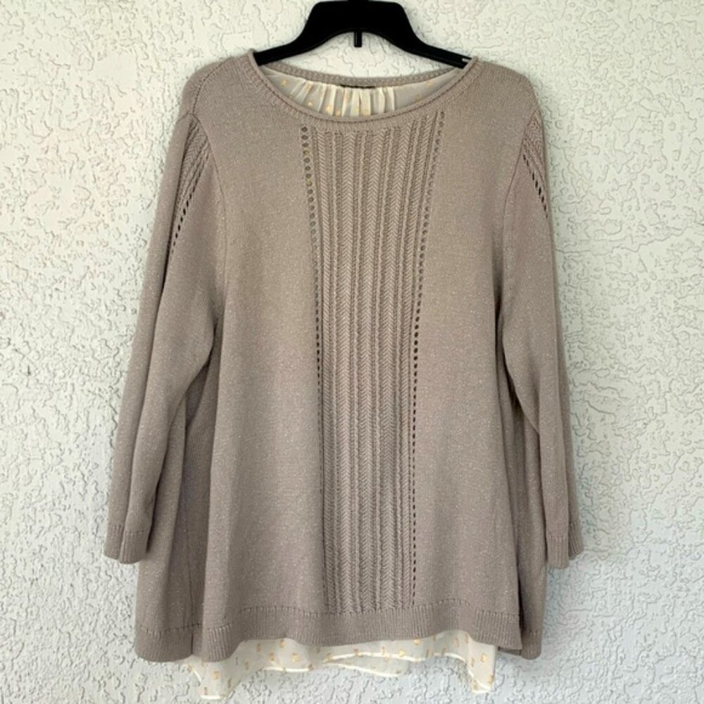 Lucky Brand sweater with lurex thread and open back size 3X